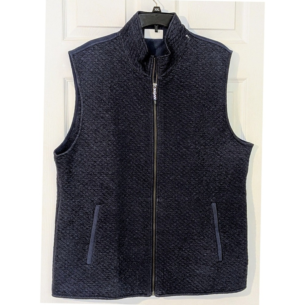 Southern Tide Quilted Vest‎ Full Zip Navy Pockets Blue Men's XL Small Flaw